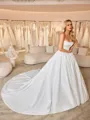 Ball-Gown Straight Cathedral Train Satin Corset Wedding Dress