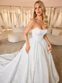 Ball-Gown Straight Cathedral Train Satin Corset Wedding Dress