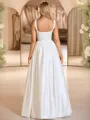 A-line Straps Floor-Length Satin Wedding Dress