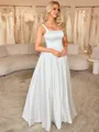 A-line Straps Floor-Length Satin Wedding Dress