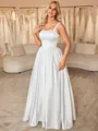 A-line Straps Floor-Length Satin Wedding Dress