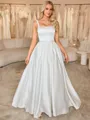 A-line Straps Floor-Length Satin Wedding Dress