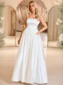 A-line Straps Floor-Length Satin Wedding Dress