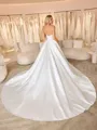 Ball-Gown Straight Appliques Lace Cathedral Train Satin Corset Wedding Dress