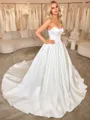 Ball-Gown Straight Appliques Lace Chapel Train Satin Corset Wedding Dress