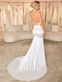 Sheath Halter Court Train Silk Like Satin Wedding Dress