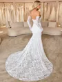 Sheath Sweetheart Long Sleeves Court Train Lace Corset Wedding Dress