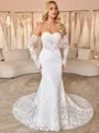 Sheath Sweetheart Long Sleeves Court Train Lace Corset Wedding Dress