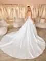 Ball-Gown Straight Beading Cathedral Train Satin Corset Wedding Dress