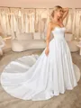 Ball-Gown Straight Beading Cathedral Train Satin Corset Wedding Dress