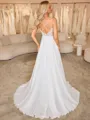 A-line V-neck Appliques Lace Sweep Train Wedding Dress