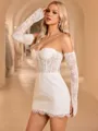 Sheath Sweetheart Long Sleeves Short/Mini Lace Corset Wedding Dress