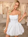 Ball-Gown Straight Pleated Short/Mini Satin Corset Wedding Dress