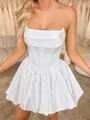 Ball-Gown Straight Pleated Short/Mini Satin Corset Wedding Dress