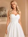 A-line Sweetheart Pleated Tea-Length Organza Corset Wedding Dress