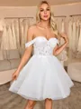 A-line Off-the-Shoulder Appliques Lace Short/Mini Corset Wedding Dress
