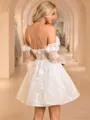Ball-Gown Off-the-Shoulder Long Sleeves Appliques Lace Short/Mini Lace Corset Wedding Dress
