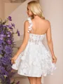 A-line One-Shoulder Appliques Lace Short/Mini Lace Corset Wedding Dress