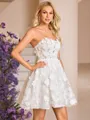 A-line One-Shoulder Appliques Lace Short/Mini Lace Corset Wedding Dress