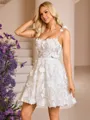 A-line One-Shoulder Appliques Lace Short/Mini Lace Corset Wedding Dress