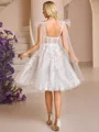 A-line Straps Appliques Lace Knee-Length Lace Corset Wedding Dress