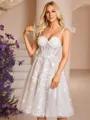 A-line Straps Appliques Lace Knee-Length Lace Corset Wedding Dress