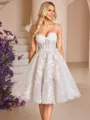 A-line Straps Appliques Lace Knee-Length Lace Corset Wedding Dress