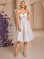 A-line Straps Appliques Lace Knee-Length Lace Corset Wedding Dress