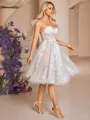 A-line Straps Appliques Lace Knee-Length Lace Corset Wedding Dress