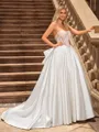 Ball Gown Satin Sweetheart Sleeveless Court Train Wedding Dresses