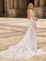 Sheath/Column Tulle Scoop Long Sleeves Cathedral Train Wedding Dresses
