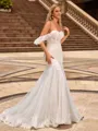 Trumpet/Mermaid Lace Off-the-Shoulder Sleeveless Court Train Wedding Dresses