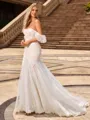 Trumpet/Mermaid Lace Off-the-Shoulder Sleeveless Court Train Wedding Dresses