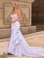 Sheath/Column Satin Sweetheart Sleeveless Cathedral Train Wedding Dresses