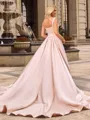 Ball Gown Satin Straps Sleeveless Cathedral Train Wedding Dresses
