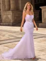 Trumpet/Mermaid Tulle Straight Sleeveless Chapel Train Wedding Dresses