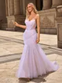 Trumpet/Mermaid Tulle Straight Sleeveless Chapel Train Wedding Dresses