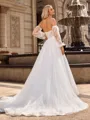 A-line/Princess Tulle Sweetheart Long Sleeves Court Train Wedding Dresses