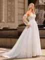 A-line/Princess Tulle Sweetheart Long Sleeves Court Train Wedding Dresses