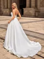 Ball Gown Satin Sweetheart Sleeveless Chapel Train Wedding Dresses