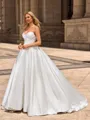 Ball Gown Satin Sweetheart Sleeveless Chapel Train Wedding Dresses