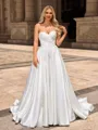 Ball Gown Satin Sweetheart Sleeveless Chapel Train Wedding Dresses
