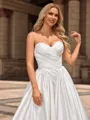 Ball Gown Satin Sweetheart Sleeveless Chapel Train Wedding Dresses