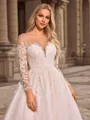 Ball Gown Tulle Scoop Long Sleeves Court Train Wedding Dresses