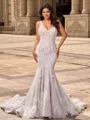 Trumpet/Mermaid Tulle Sweetheart Sleeveless Chapel Train Wedding Dresses