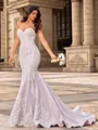 Trumpet/Mermaid Tulle Sweetheart Sleeveless Chapel Train Wedding Dresses