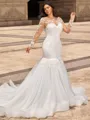 Trumpet/Mermaid Tulle Scoop Long Sleeves Cathedral Train Wedding Dresses