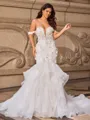 Trumpet/Mermaid Organza Off-the-Shoulder Sleeveless Court Train Wedding Dresses