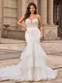 Trumpet/Mermaid Tulle Sweetheart Sleeveless Chapel Train Wedding Dresses