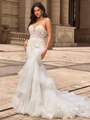 Trumpet/Mermaid Tulle Sweetheart Sleeveless Chapel Train Wedding Dresses